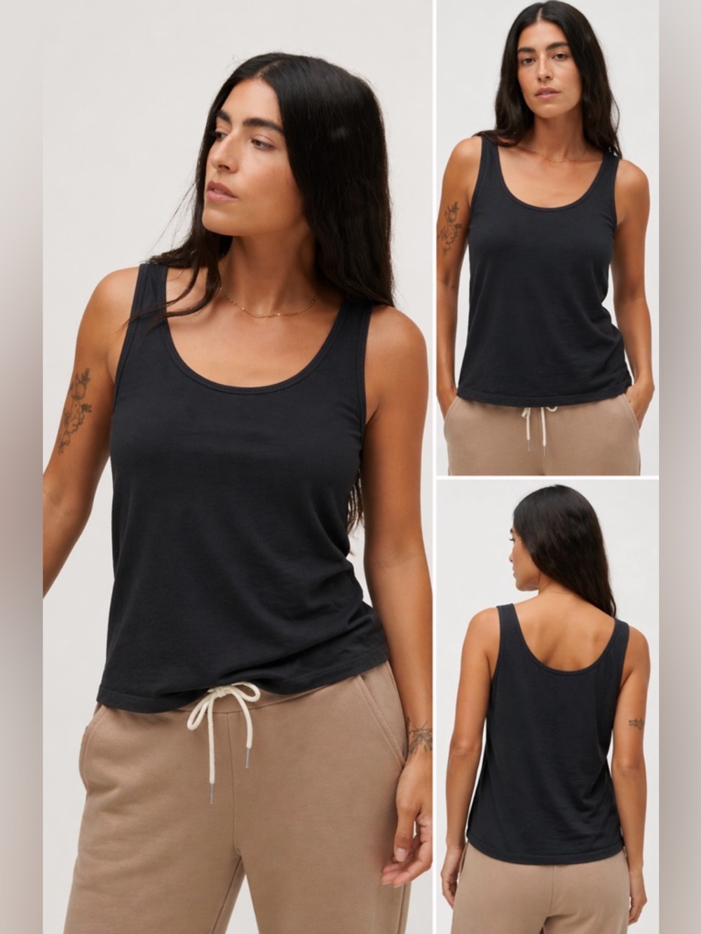 NEW! MATE The Label Organic 🔥 Cotton Layering Tank Midnight Washed Black NWOT S